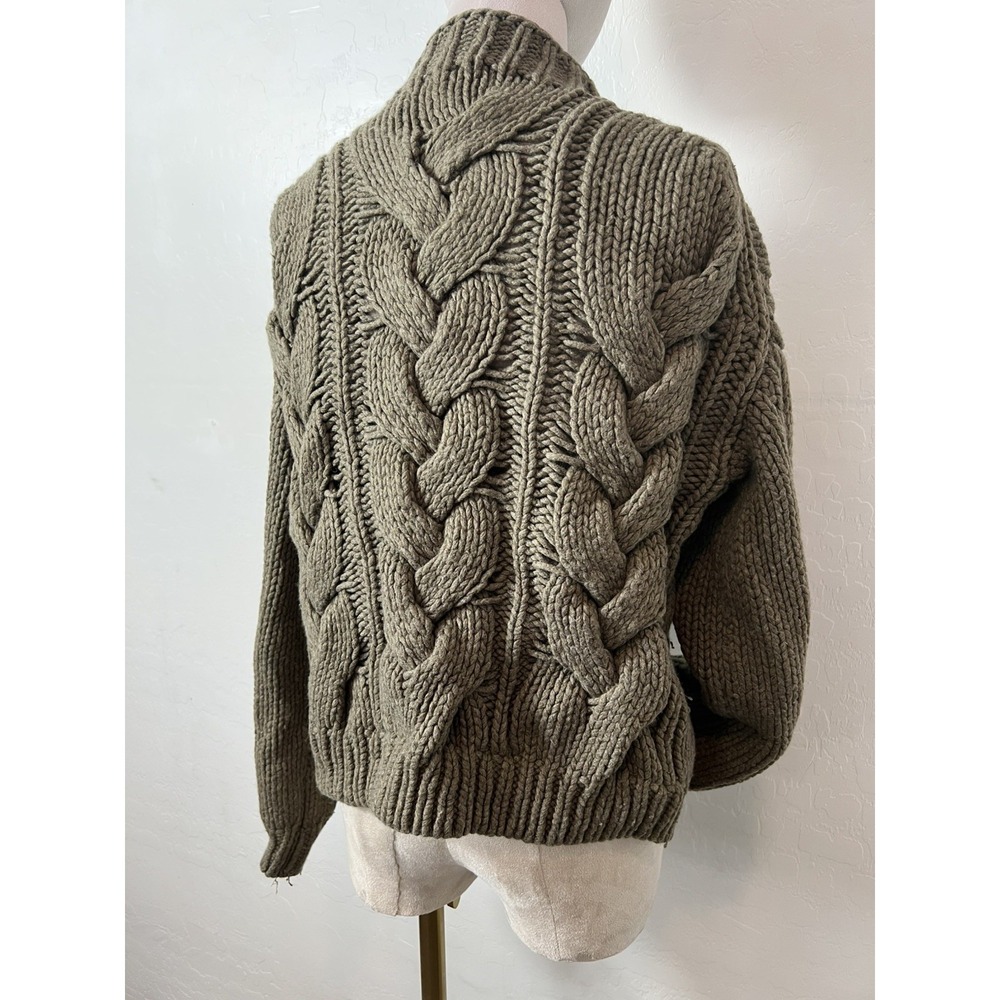 Polo Ralph Lauren Wool Cashmere Chunky Cable Knit Sweater Taupe Brown Mens M - Picture 9 of 12